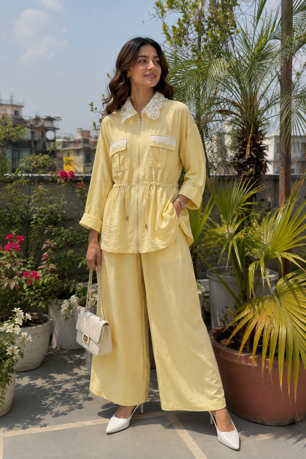 Chia Linen Lace Coord Set