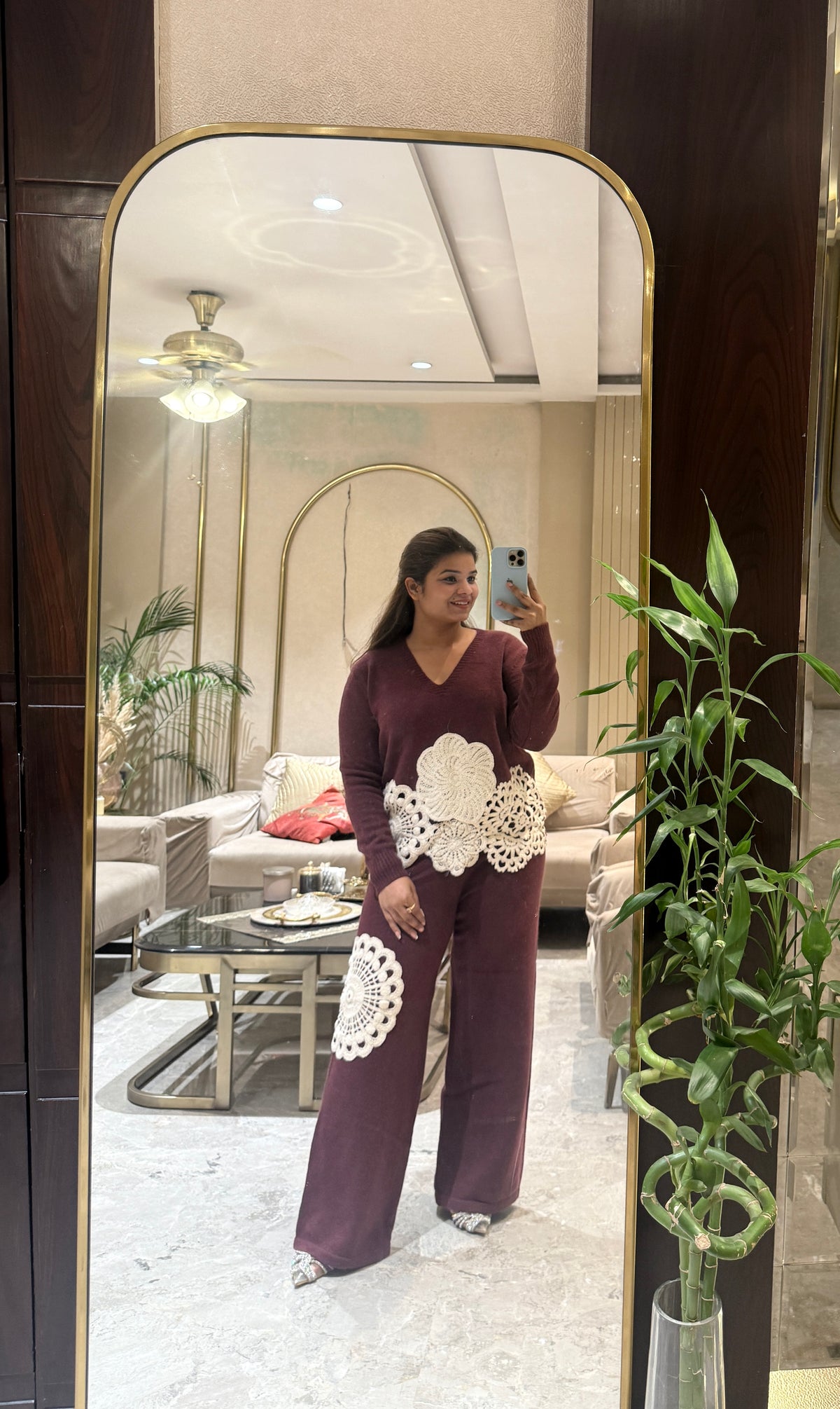 Luxe Crochet Patch Knit Co-Ord Set