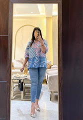 Rada Pleated Top ( Blue Tone )