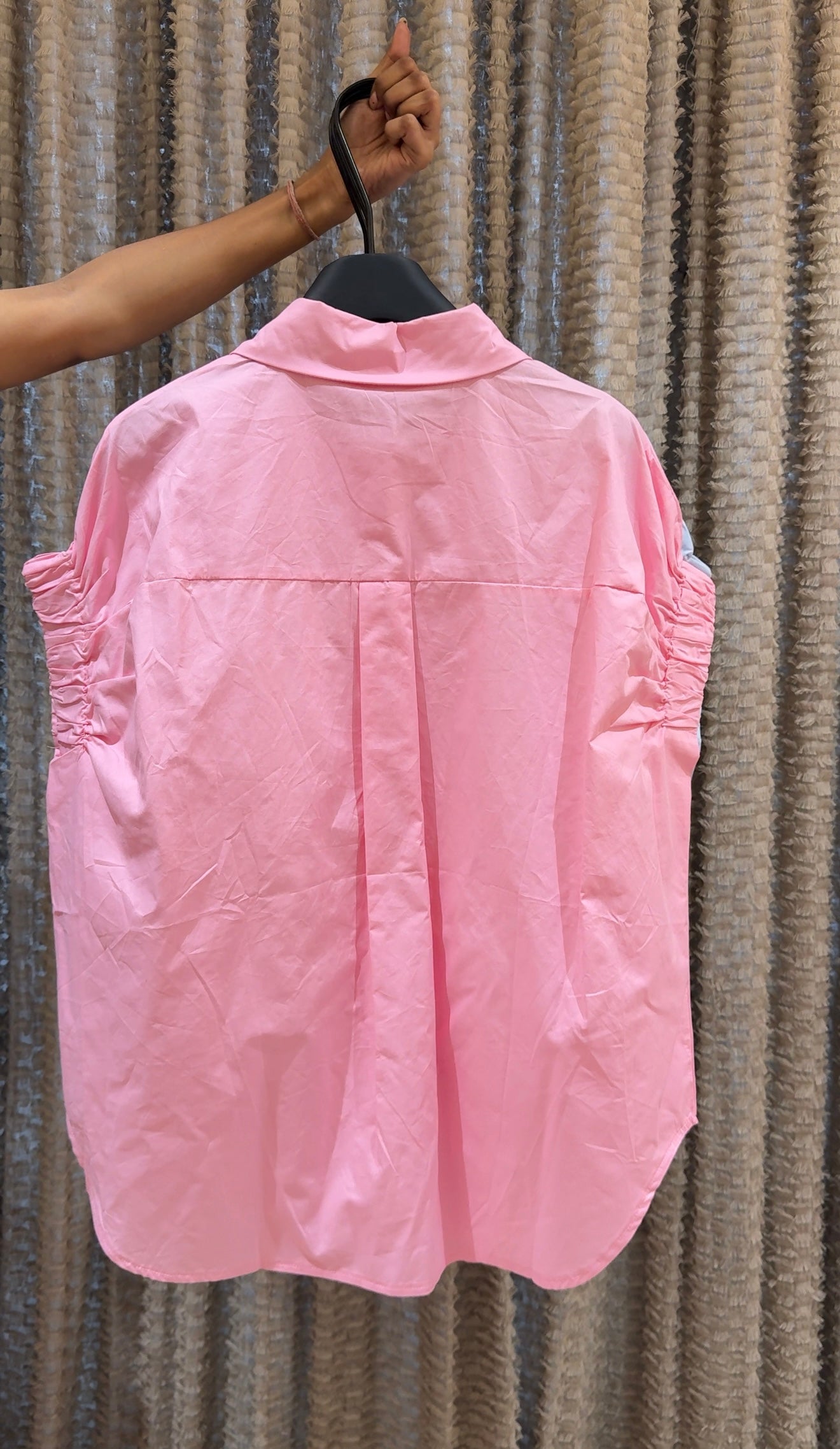Gleam Drawstring Sleeve Embellish Shirt