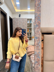 Freya Lace Pleated Top( Yellow Tone )
