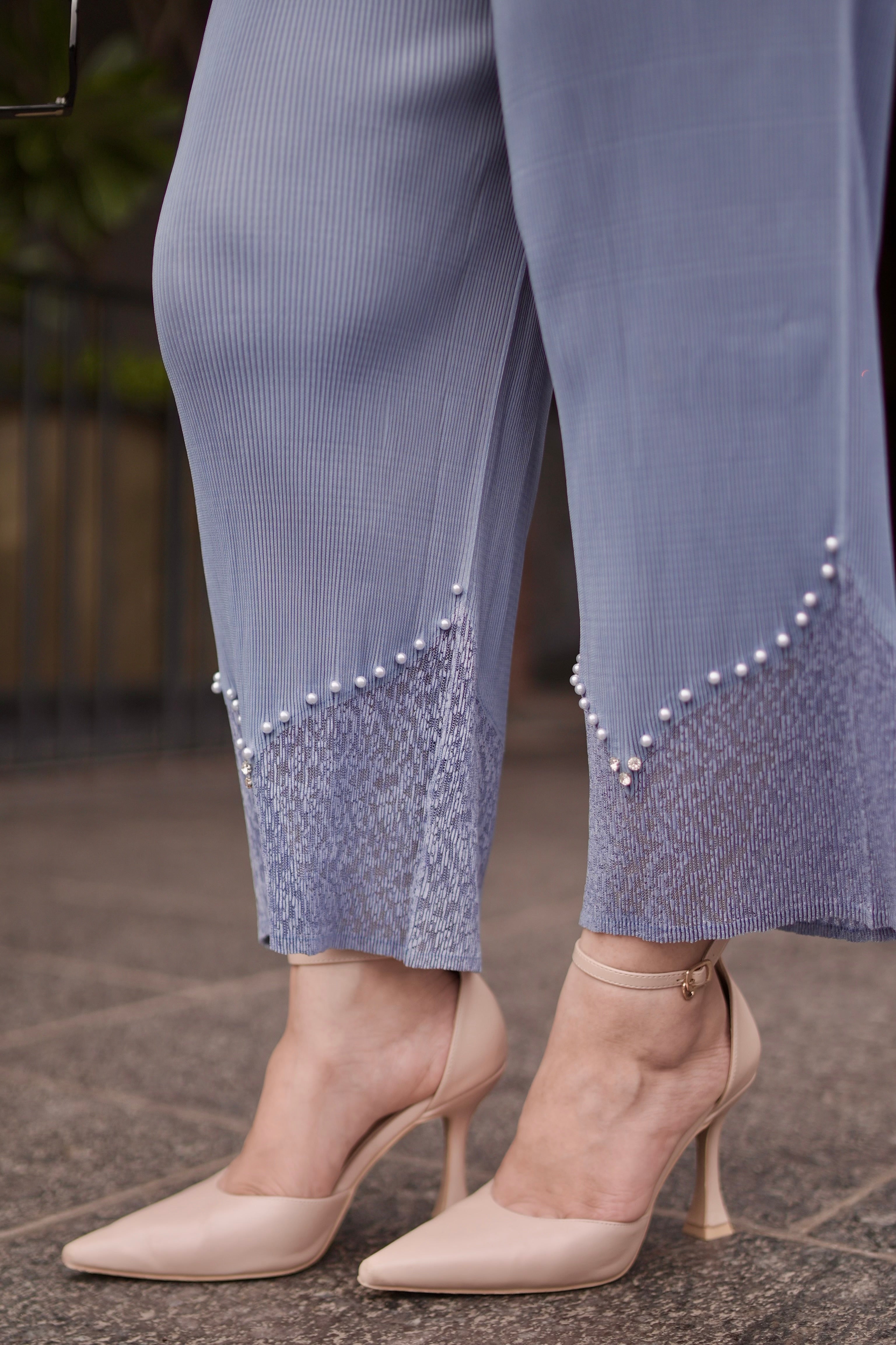 Blue Veloure Coord Set