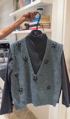 Luxe Beaded Knit V-Neck Vest