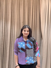 Reyat Pleated Top ( Purple Tone )