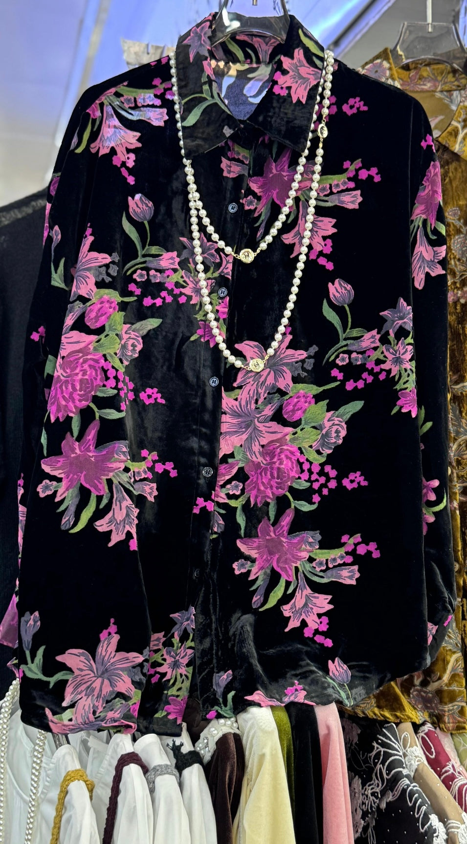 Velvet Printed Blouse