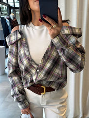 Azure Plaid Blouse