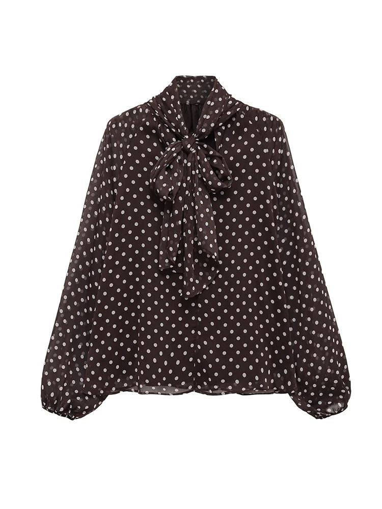 Brown Polka Knot Top