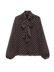Brown Polka Knot Top
