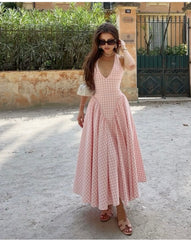 Kyna Plaid Halter Dress