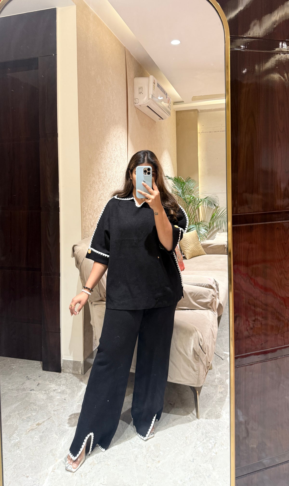 Knit Coord Set With Contrast Trim