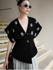 Embellish Wrap Blouse