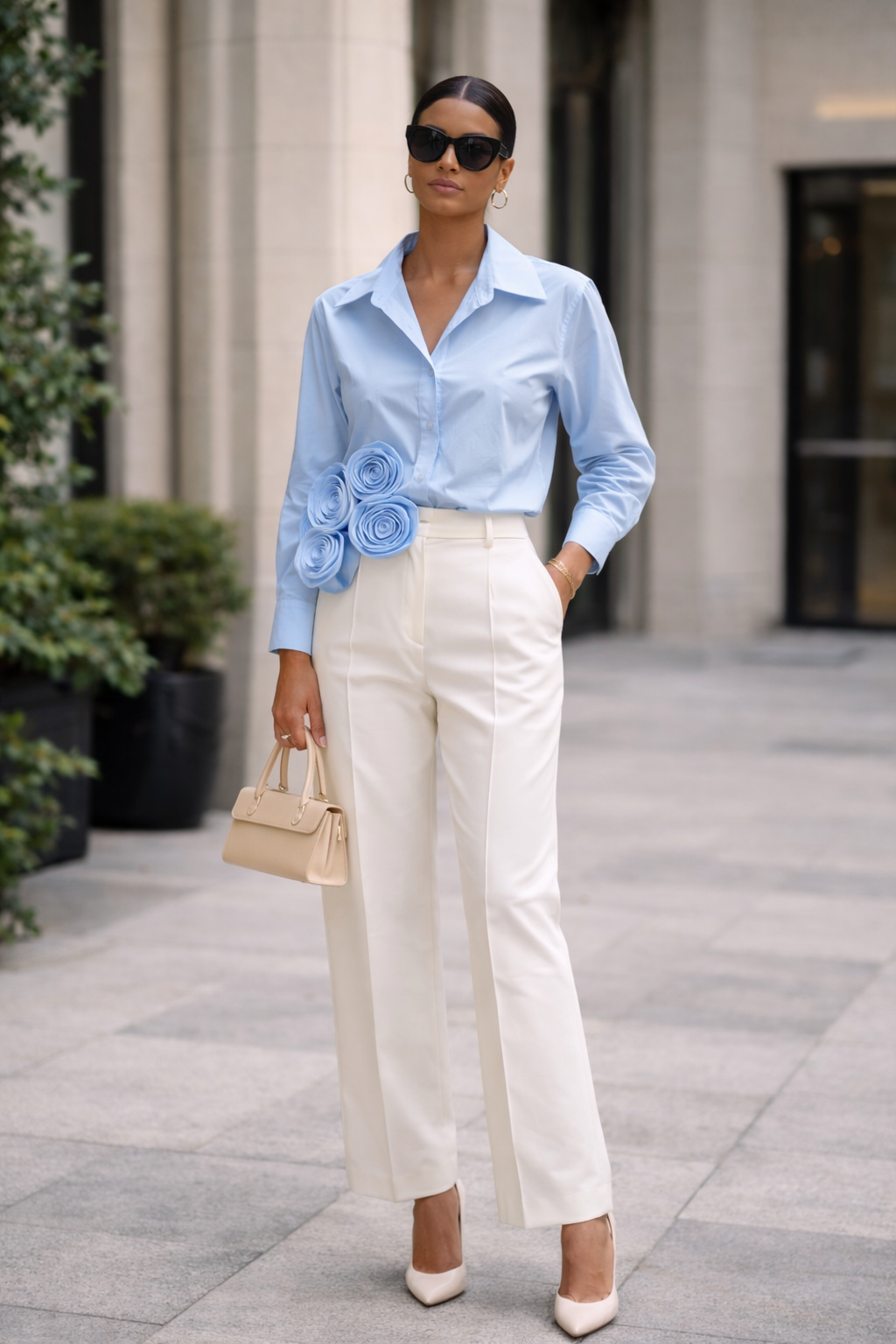 Rosette Applique Shirt