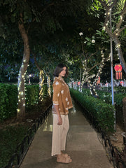 Caramel Glow Pleated Coord Set