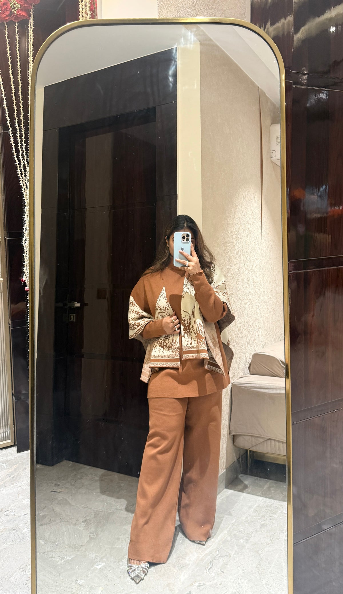 Timeless Print Knitted Cape Set