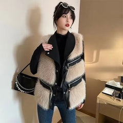 Snow Leopard Faux Fur Jacket