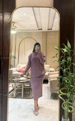 Soft Knit Rosewood Sweater With Skirt Set