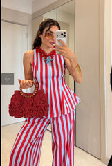 Candy Stripe Pemplum Coord Set