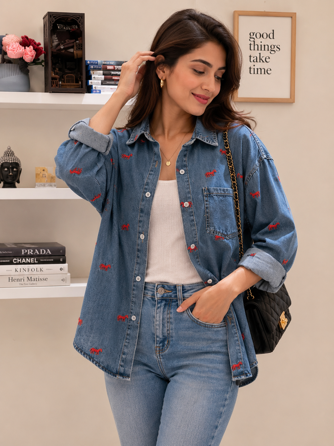 Playful Denim Stich Shirt