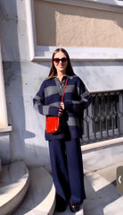 Navy Luxe Stripe Coord Set