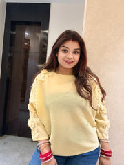 Freya Lace Pleated Top( Yellow Tone )