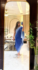 Aqua Ombre Asymmetric Gown