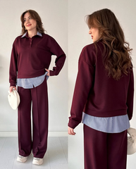 Layered Shirt-Sweatshirt Co-Ord Set