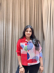Nova Pleated Top ( Red Tone )