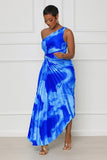 Adelina Pleated Dress ( Blue Tone)