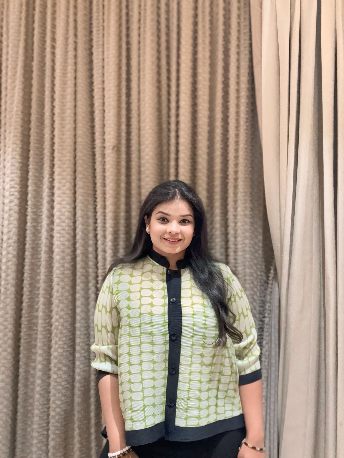Niaz Pleated Top ( Green  )