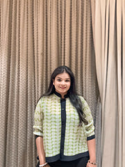 Niaz Pleated Top ( Green  )