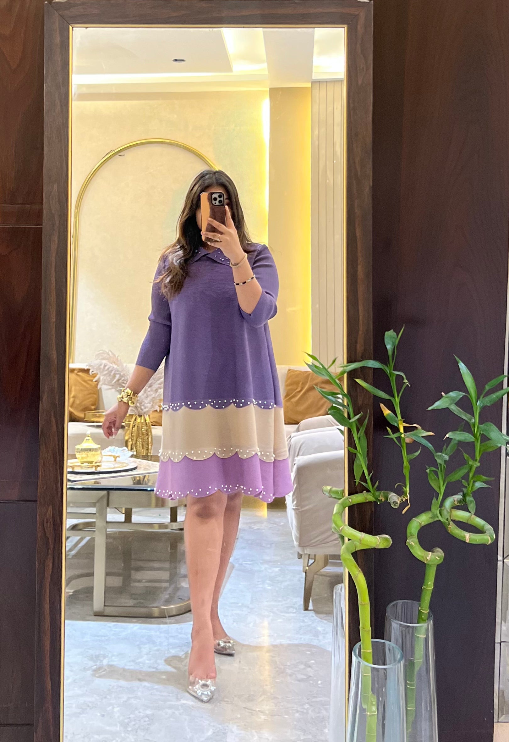 Leona Pleated Dress ( Lilac Shade)