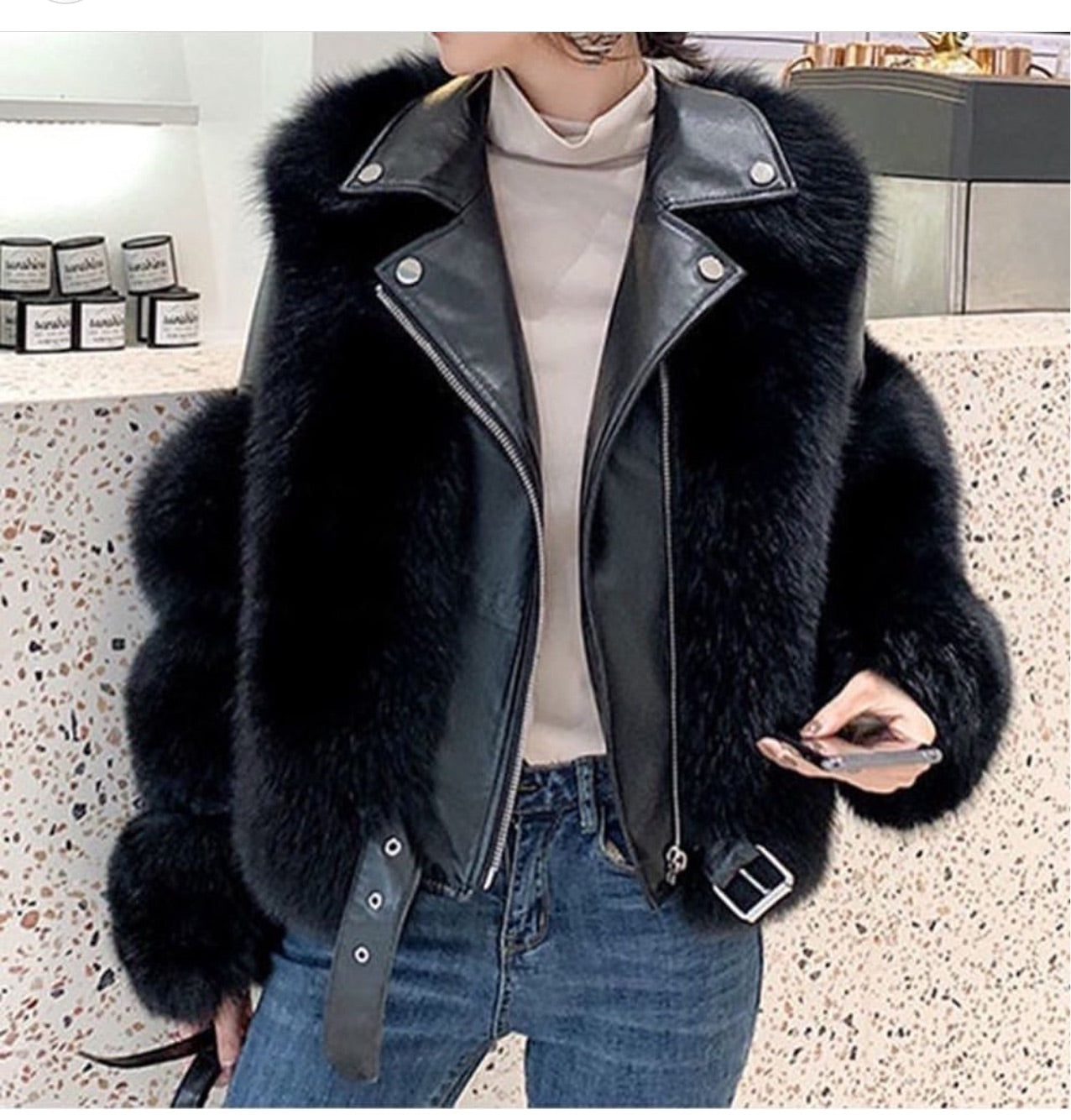 Leather Fur Jacket