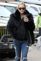 Black Collar Fur Jacket