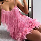 Odella Sequence Dress( Pink )